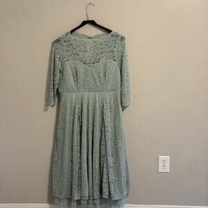 Torrid Sage Lace Fit Flare Midi Dress 18 Plus Cottagecore Holiday Party Formal